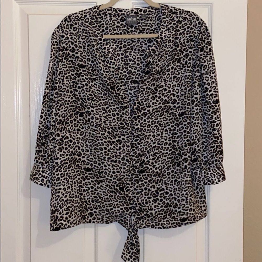 Snow leopard button down top